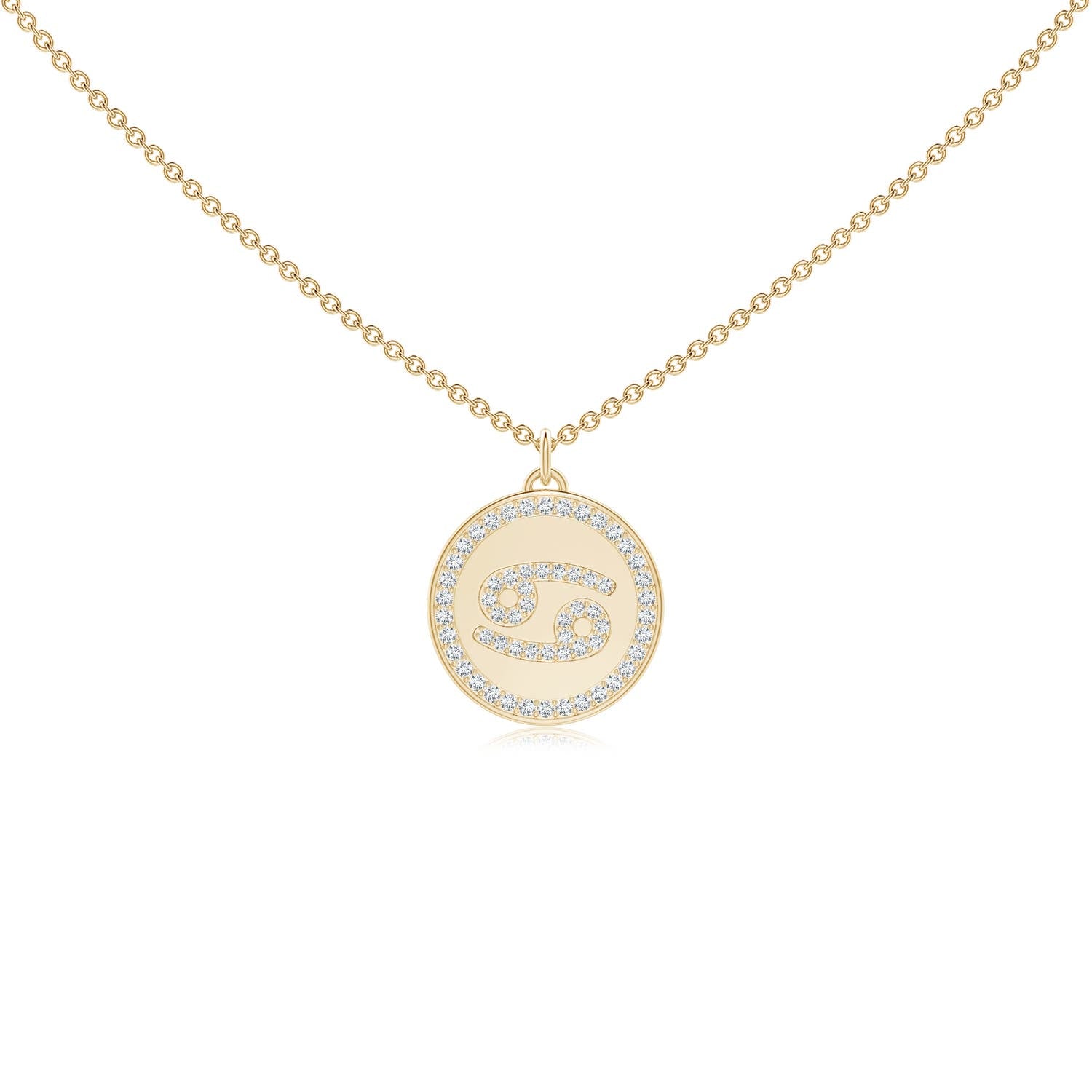 0.31 CTW Diamond Cancer Zodiac Sign Reversible Medallion Pendant in 14K Yellow Gold