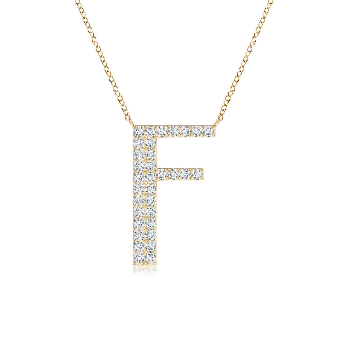 Lowercase "F" Initial Pendant in 14K Yellow Gold