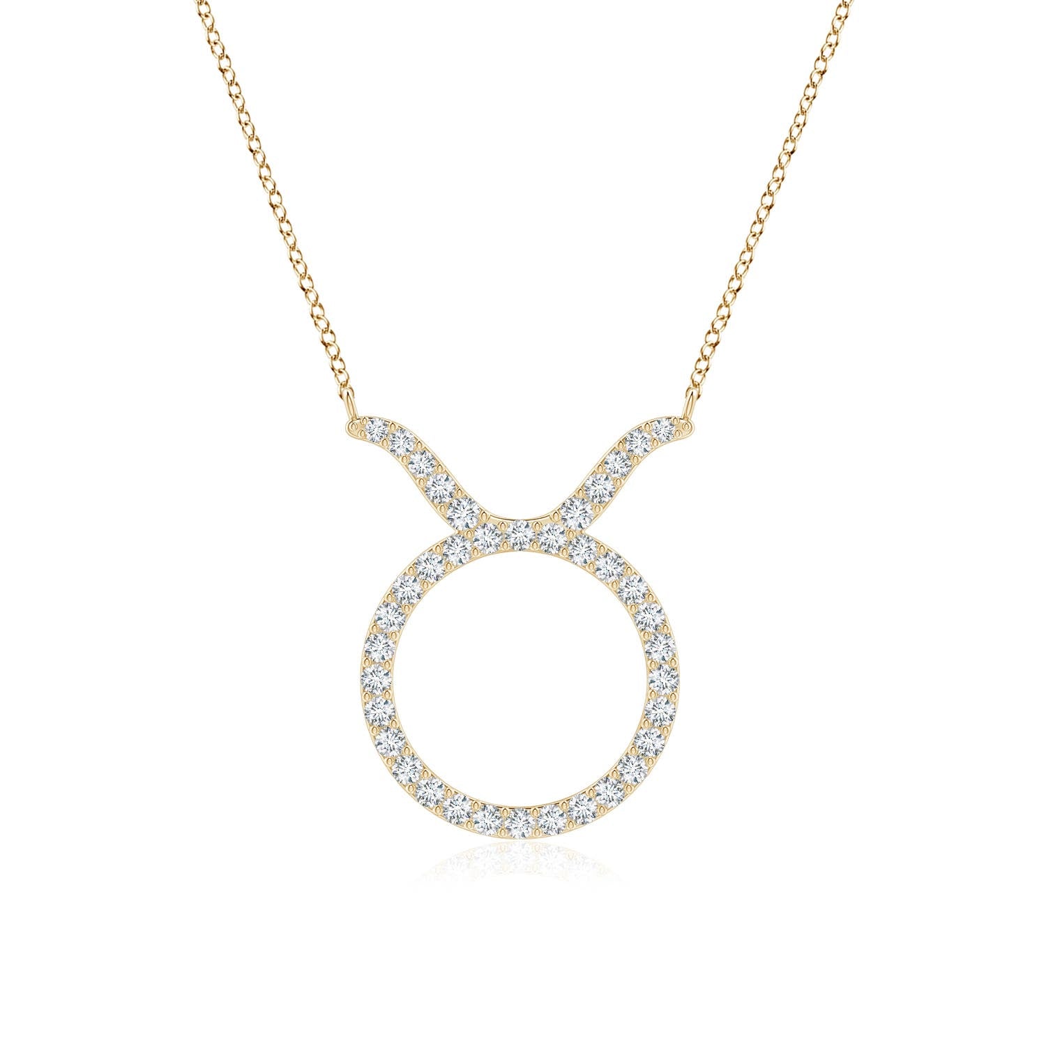 1.1 MM Lab-Grown Diamond Taurus Zodiac Sign Pendant in 14K Yellow Gold