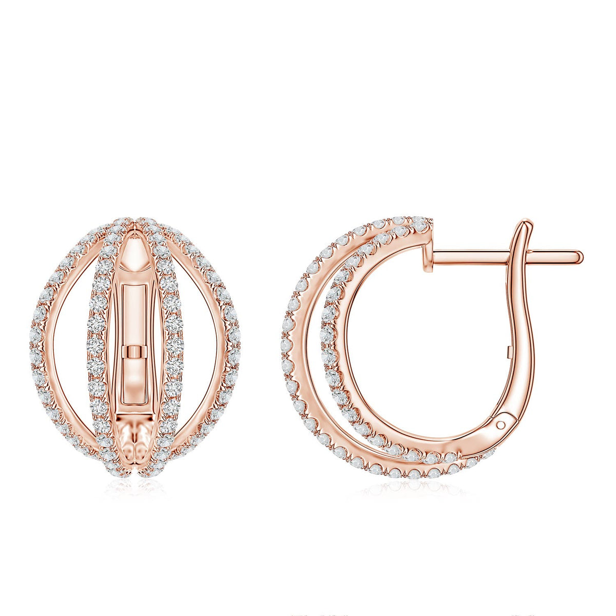 2.18 CTW Bezel-Set Diamond Inside-Out Large Hoop Earrings in 18K Rose Gold