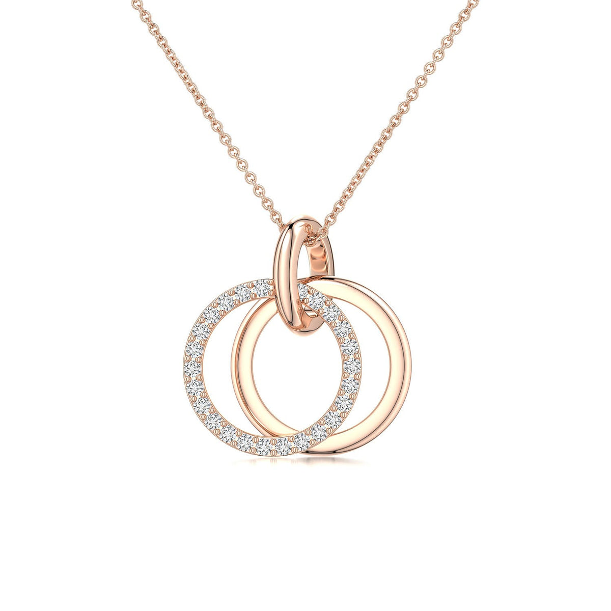 0.5 CTW Bezel-Set Diamond Lotus Flower Pendant in 14K Rose Gold