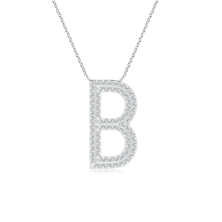 Prong-Set Diamond Capital 'B' Knife-Edge Initial Pendant