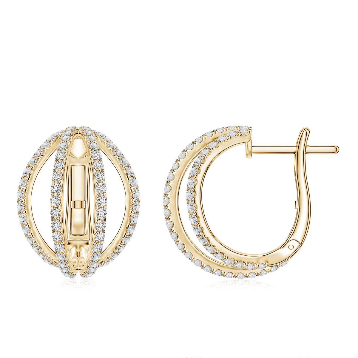 0.99 CTW Inside-Out Prong-Set Diamond Hinged Clip Hoop Earrings in 18K Yellow Gold