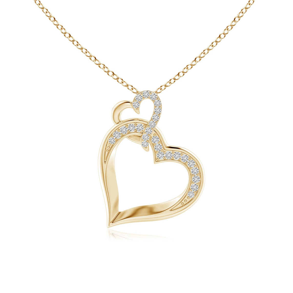 0.33 CTW Heart-Shaped Swiss Blue Topaz Ribbon Pendant with Diamond in 18K White Gold