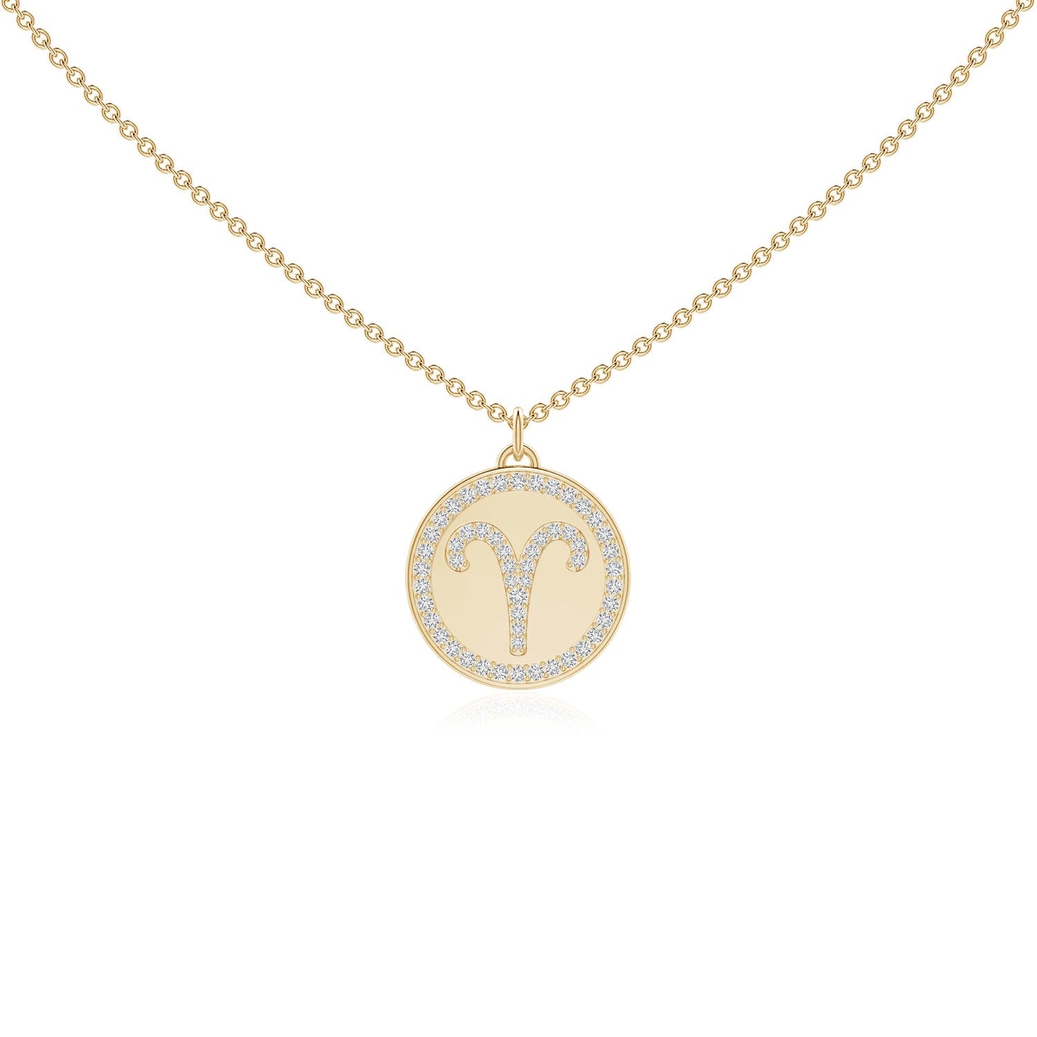 0.28 CTW Lab-Grown Diamond Aries Zodiac Sign Reversible Medallion Pendant in 14K Yellow Gold