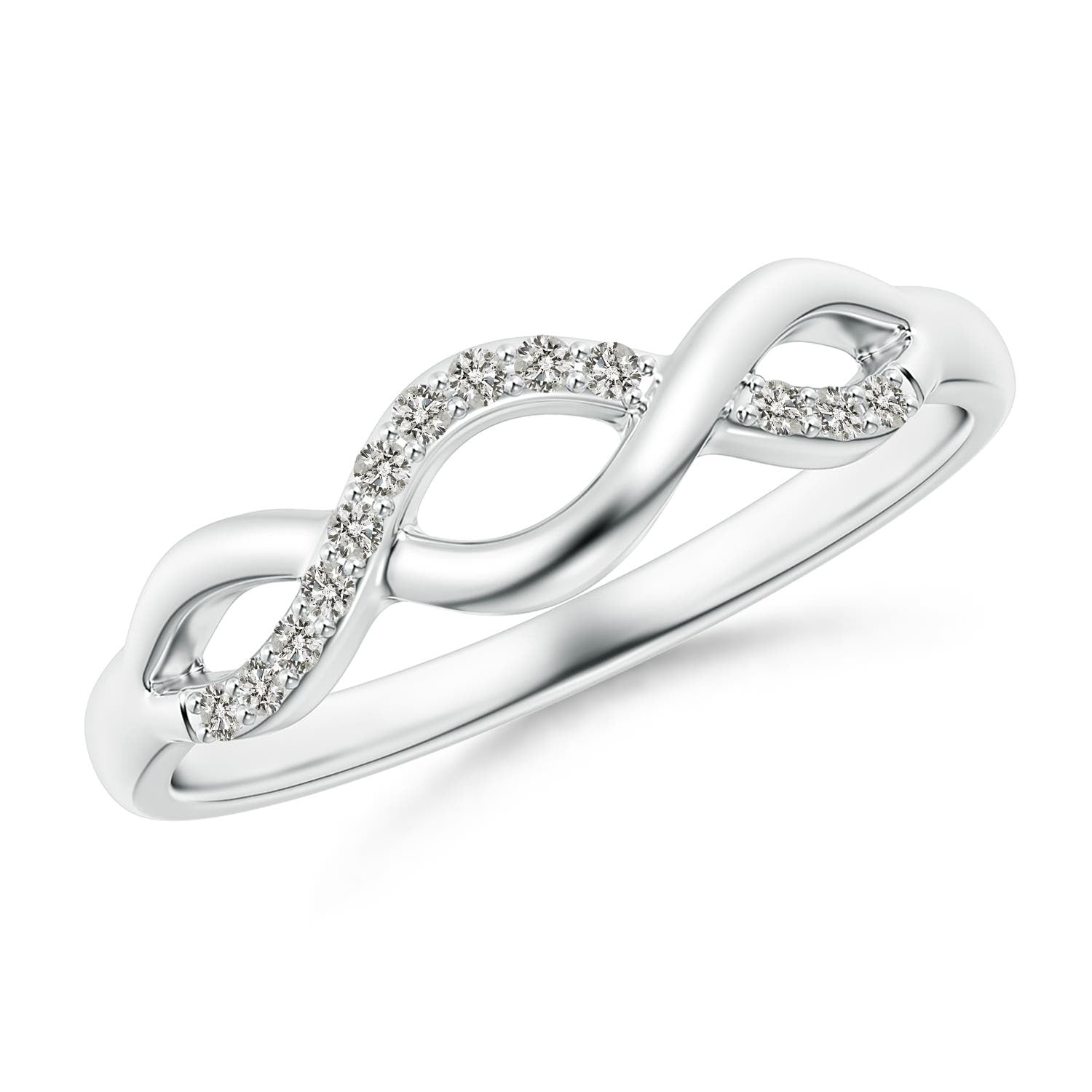 1.1 MM Single Sided Diamond Criss-Cross Infinity Ring in 18K White Gold