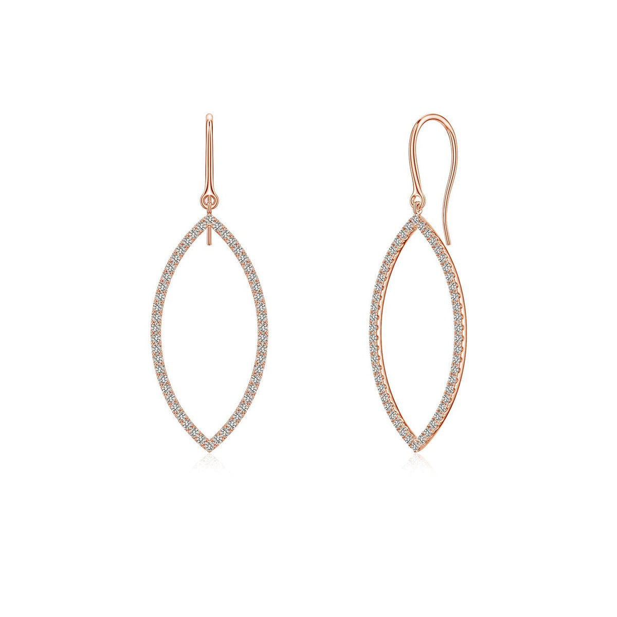 1.49 CTW Round Diamond Trio Cluster Hoop Drop Earrings in 14K Rose Gold