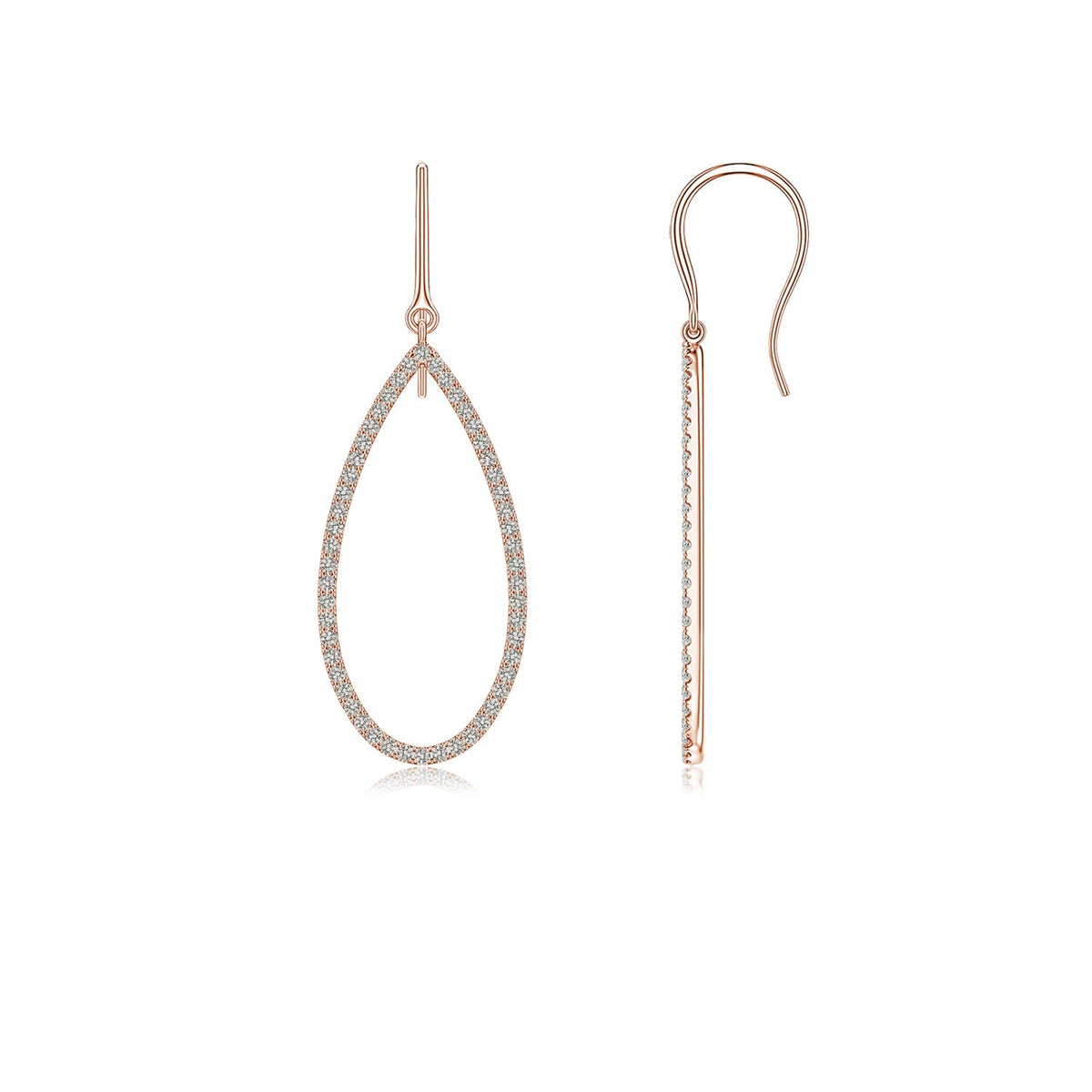 1.49 CTW Round Diamond Trio Cluster Hoop Drop Earrings in 14K Rose Gold