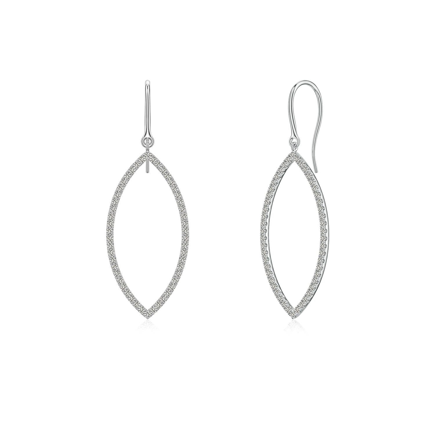 1.49 CTW Round Diamond Trio Cluster Drop Earrings in 18K White Gold