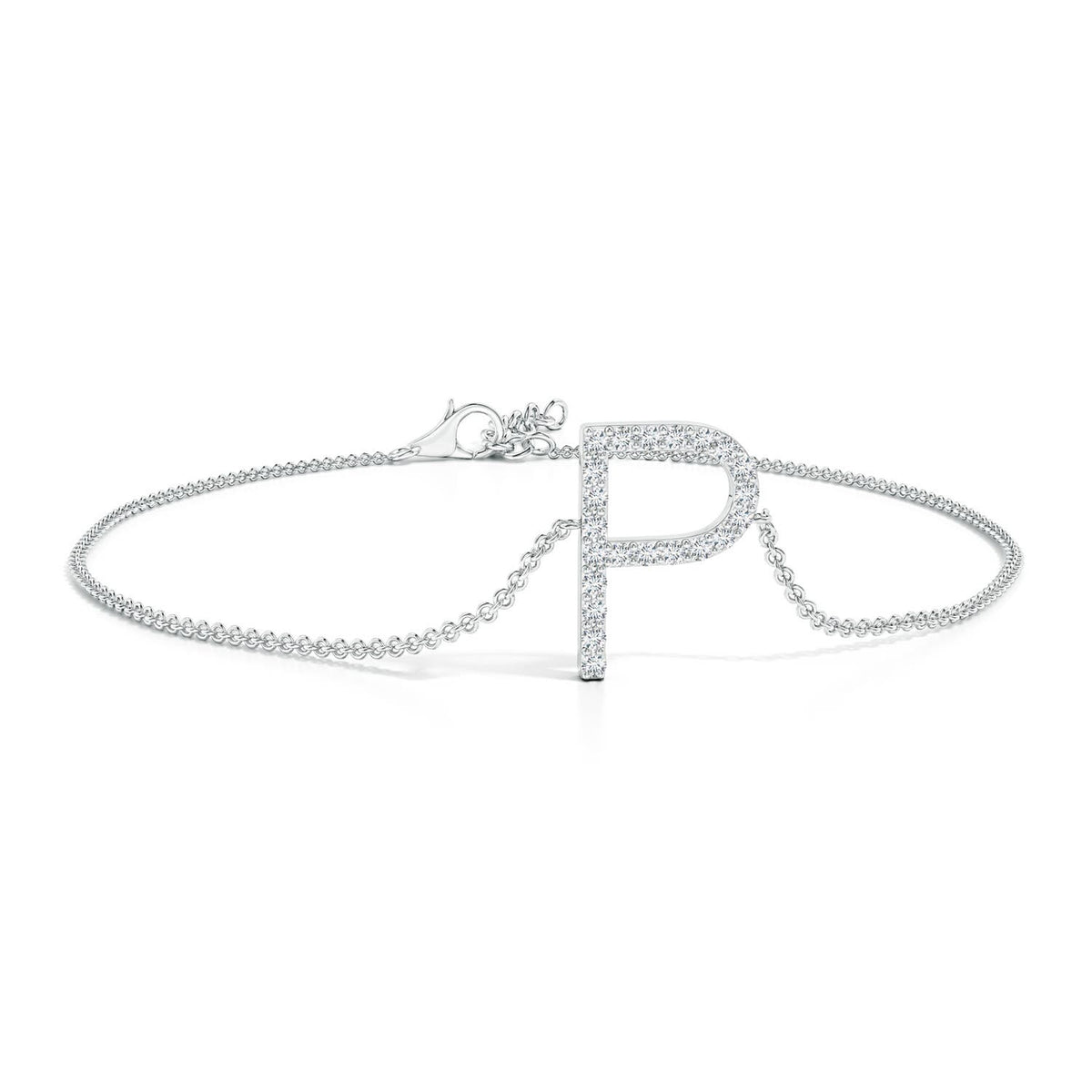 1.2 MM Prong-Set Diamond Capital "F" Initial Bracelet in 18K Rose Gold