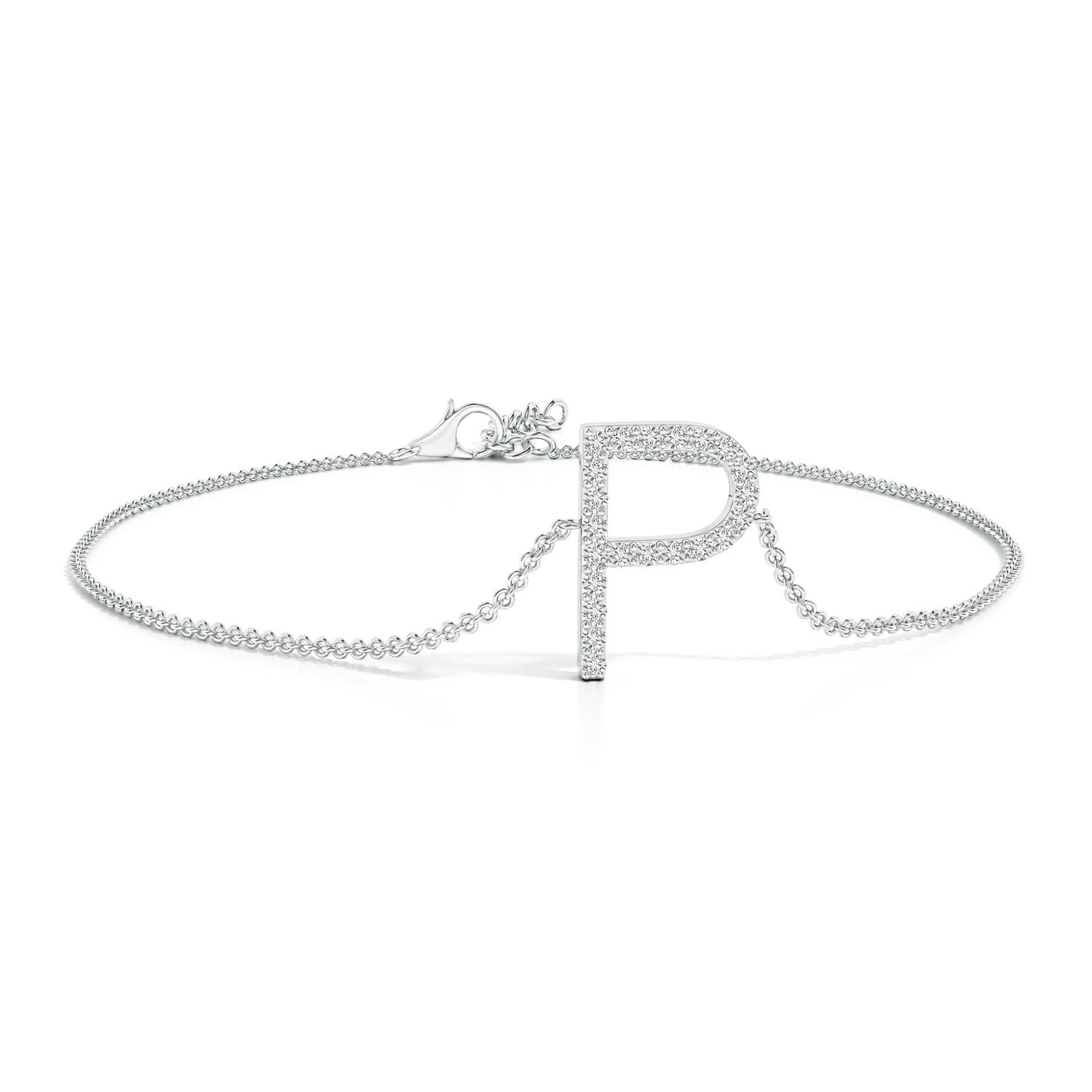 1.25 MM Prong-Set Diamond Capital "P" Initial Bracelet in 18K White Gold