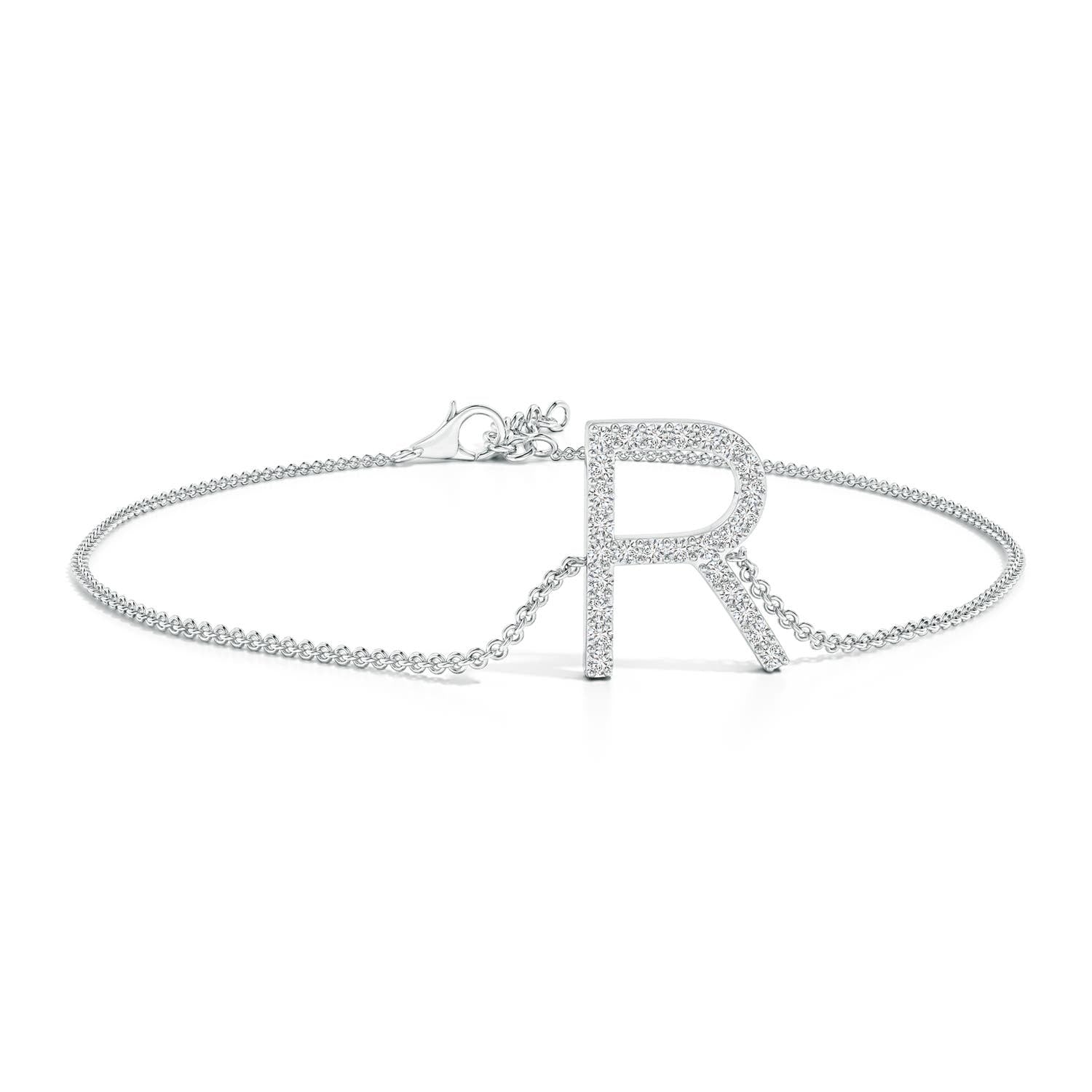 1.3 MM Prong-Set Diamond Capital "X" Initial Bracelet in 18K White Gold