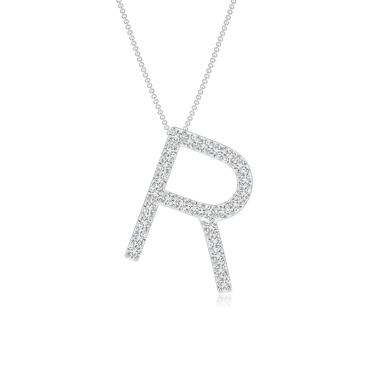 0.28 CTW Prong-Set Diamond Capital "W" Initial Pendant in 18K White Gold