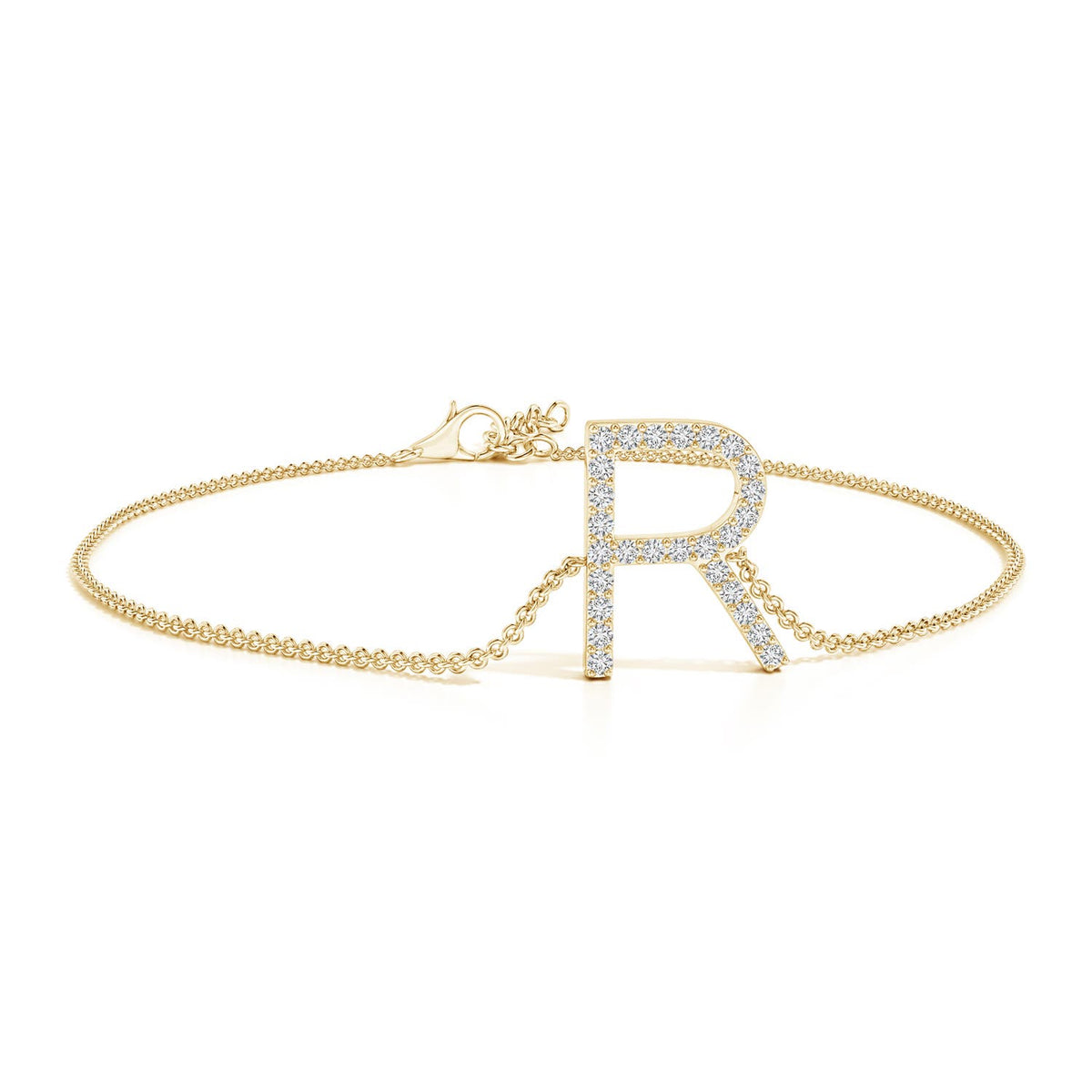 1.2 MM Prong-Set Diamond Capital "Q" Initial Bracelet in 18K Yellow Gold