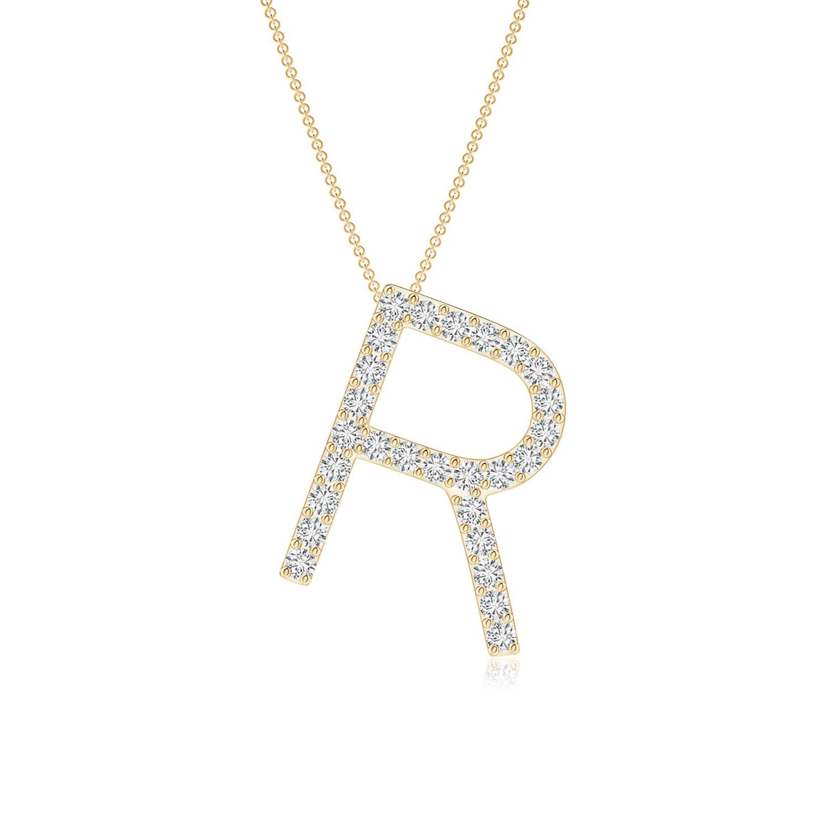 0.28 CTW Prong-Set Diamond Capital "W" Initial Pendant in 18K Yellow Gold