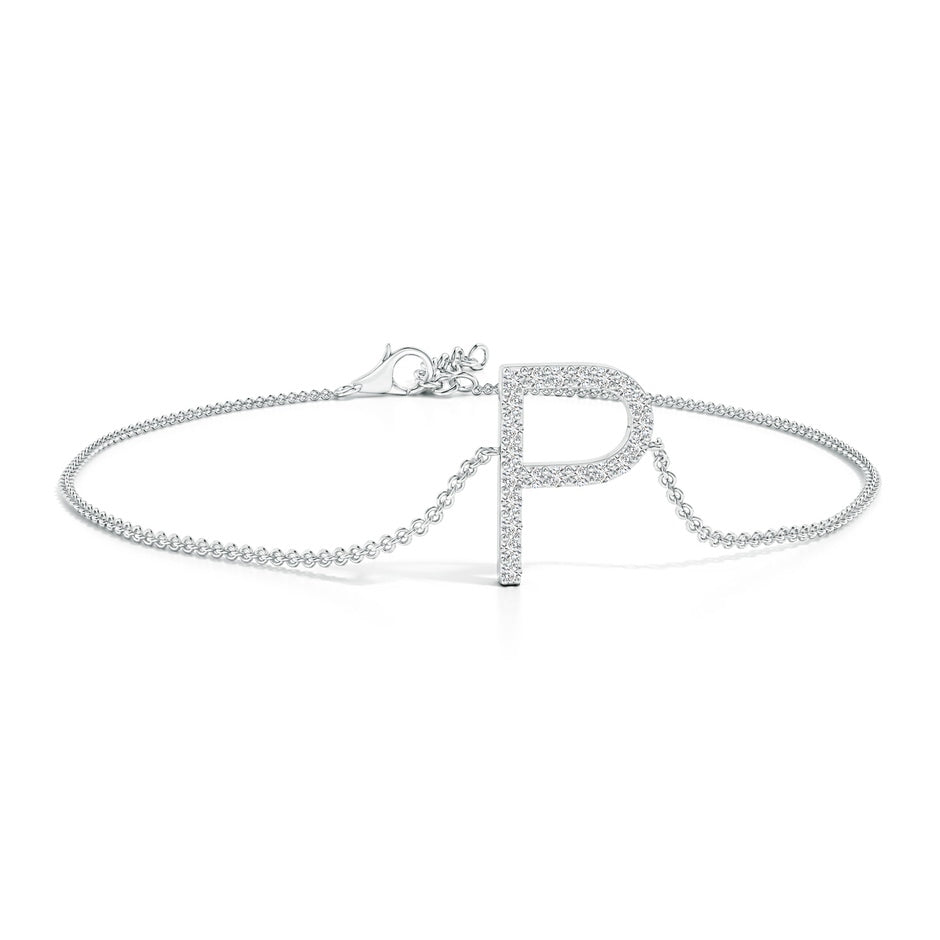 Prong-Set Diamond Capital 'P' Initial Bracelet