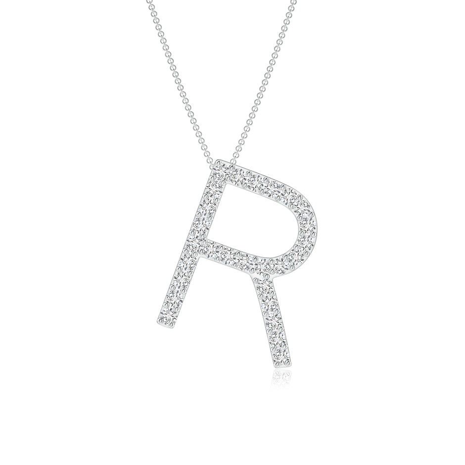 Prong-Set Diamond Capital 'R' Initial Pendant