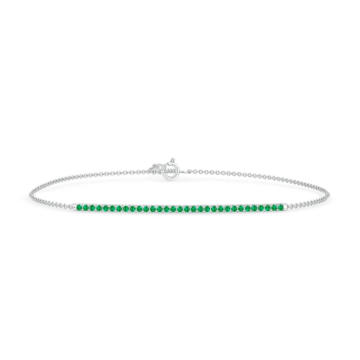 0.35 CTW S Swirl Link Illusion Emerald Tennis Bracelet in 14K Yellow Gold