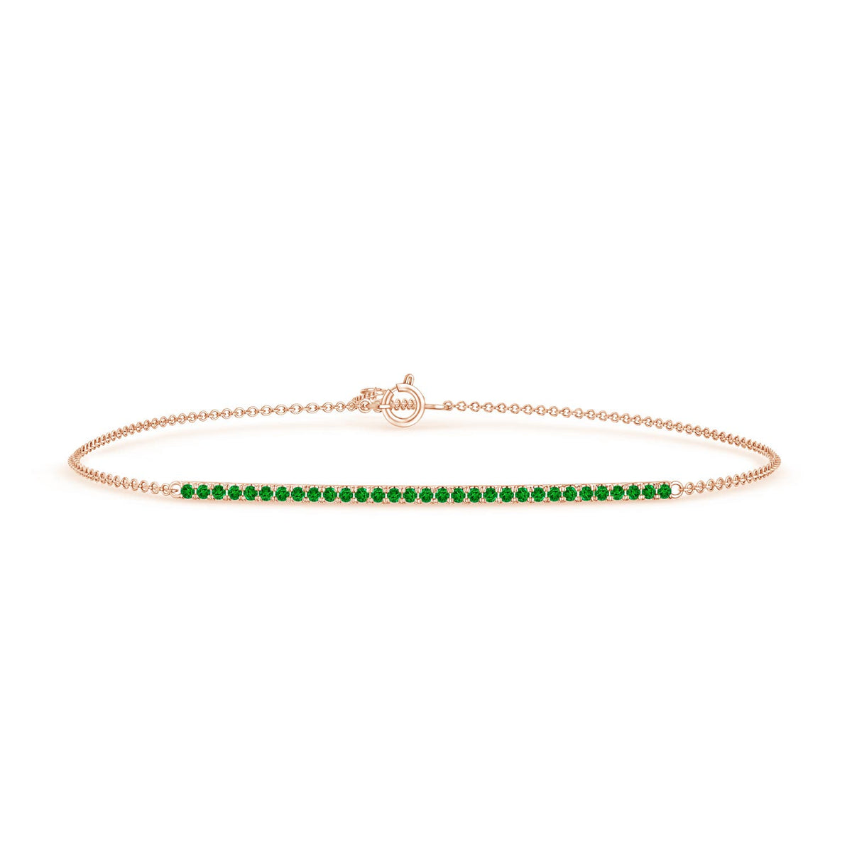 1.35 CTW Nature Inspired Round Emerald Tree Branch Bracelet in 14K White Gold