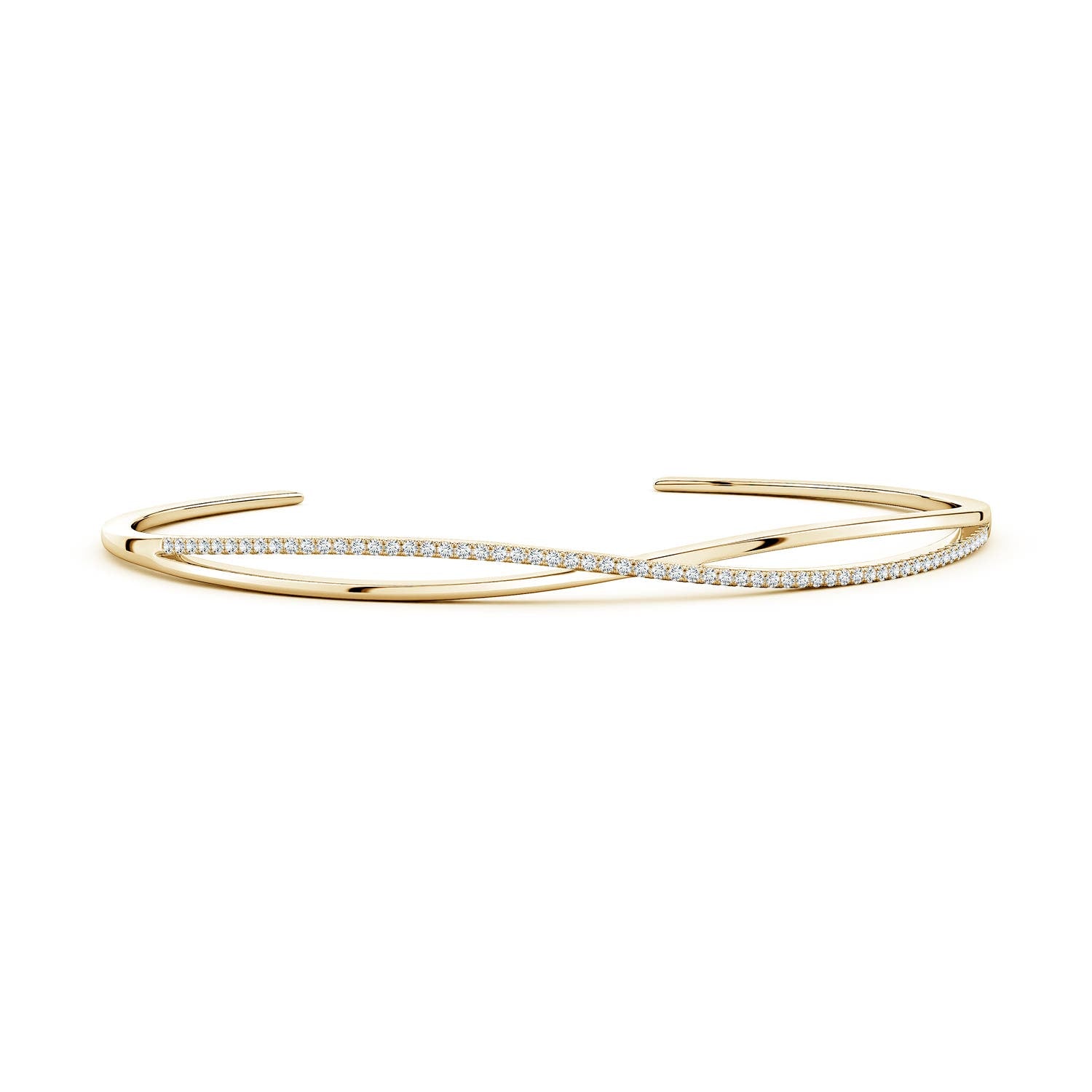 1.5 CTW Lab-Grown Pressure-Set Round Diamond Bolo Style Bracelet in 14K Yellow Gold