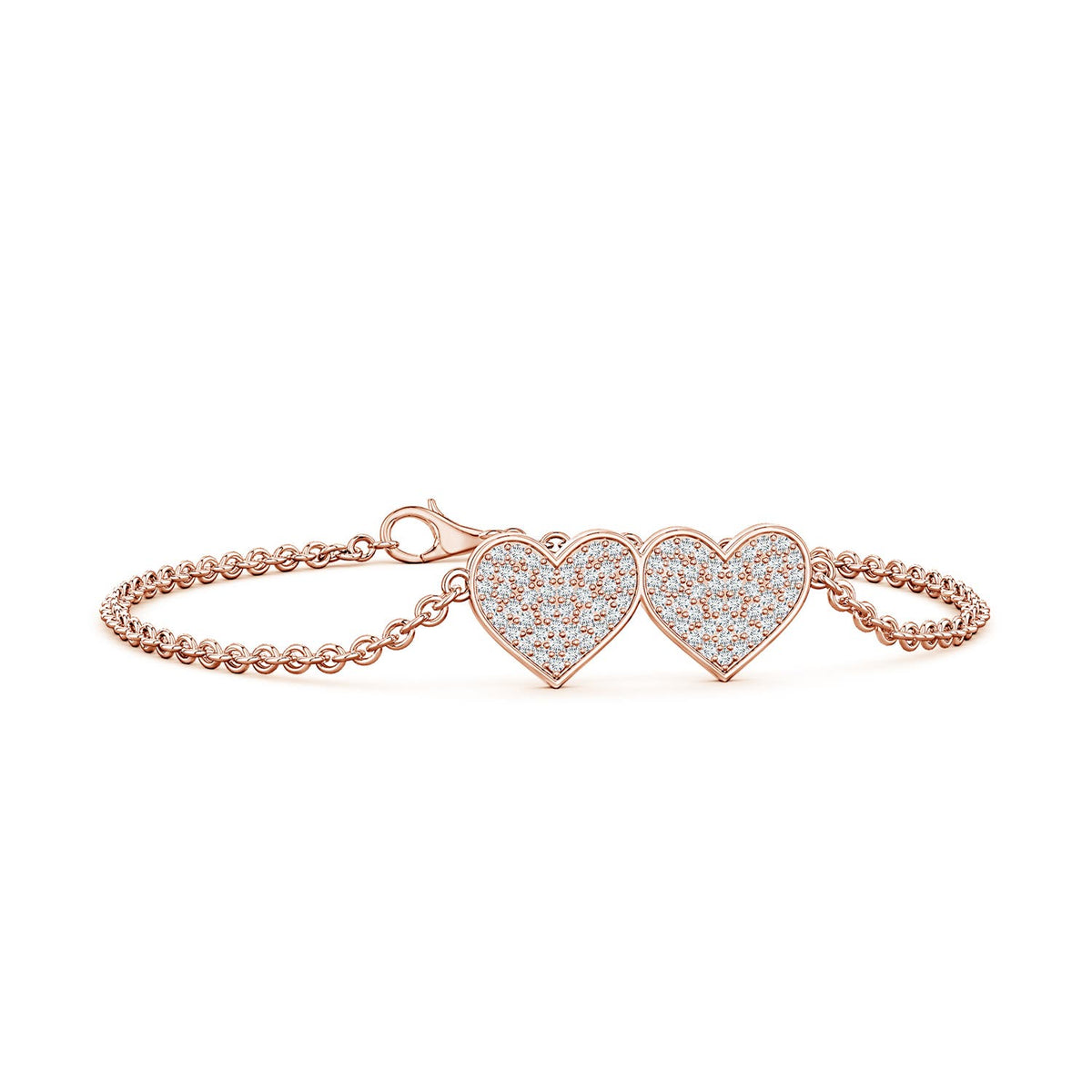 1.0 CTW Floral Diamond Cluster Chain Bracelet in 14K Rose Gold
