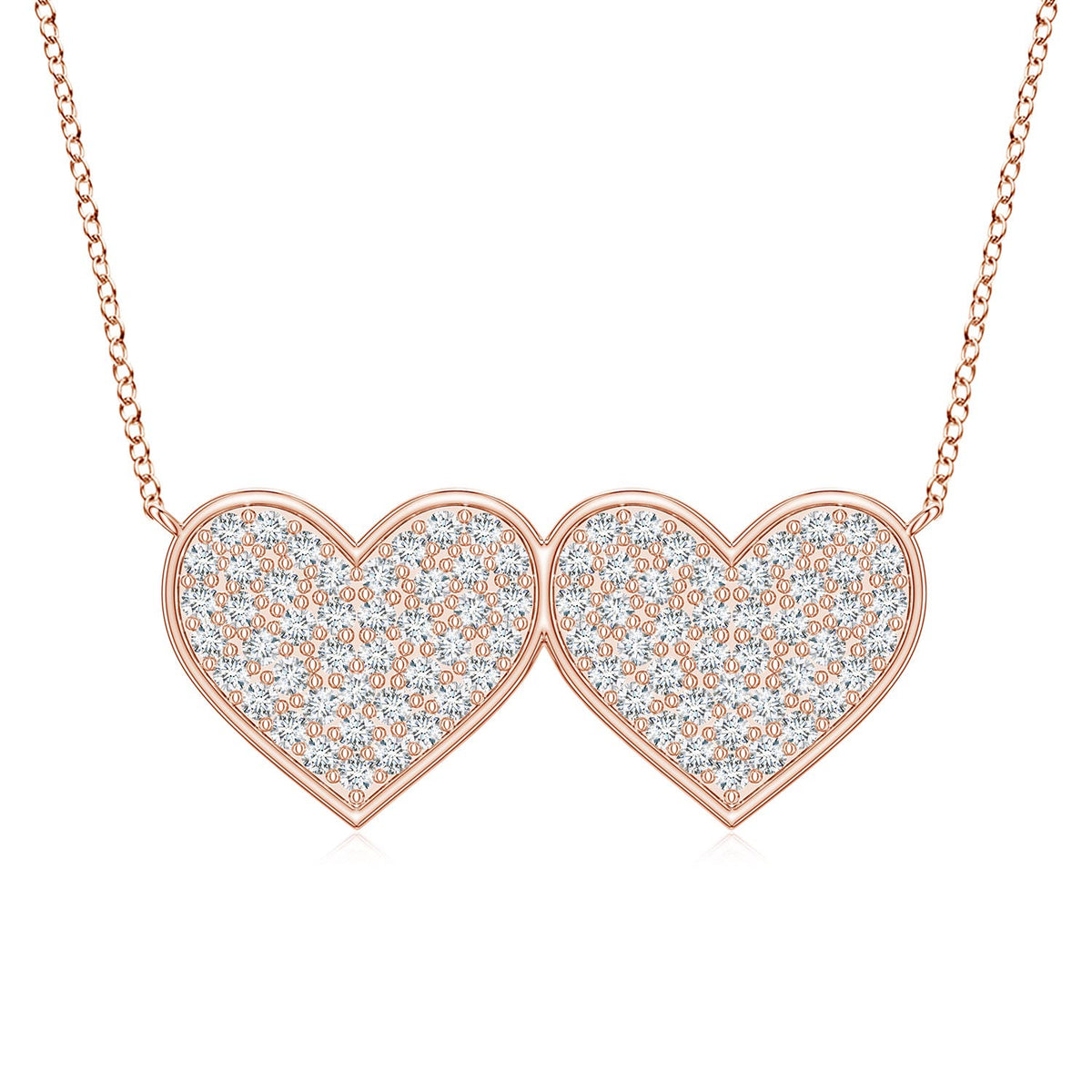 1.52 CTW Graduated Five Stone Round Lab-Grown Diamond Necklace in 18K Rose Gold