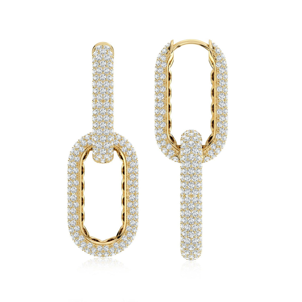 2.44 CTW Graduated Round Diamond Five-Stone Dangle Earrings in 18K Yellow Gold