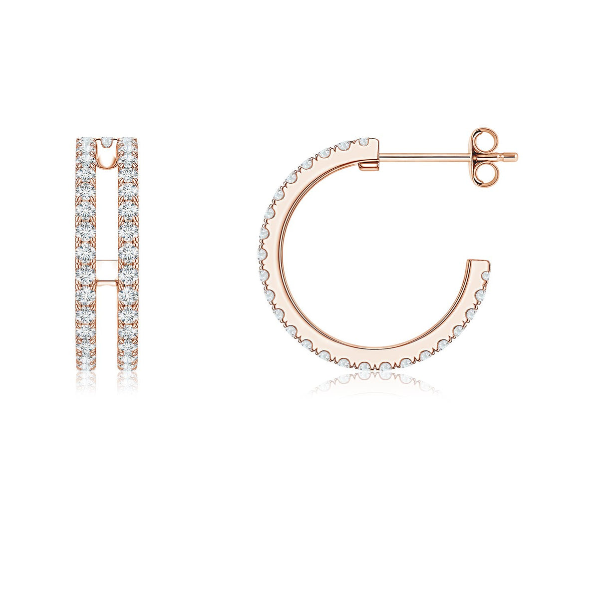 1.05 CTW Lab-Grown Classic Diamond Hinged Hoop Earrings in 18K Rose Gold