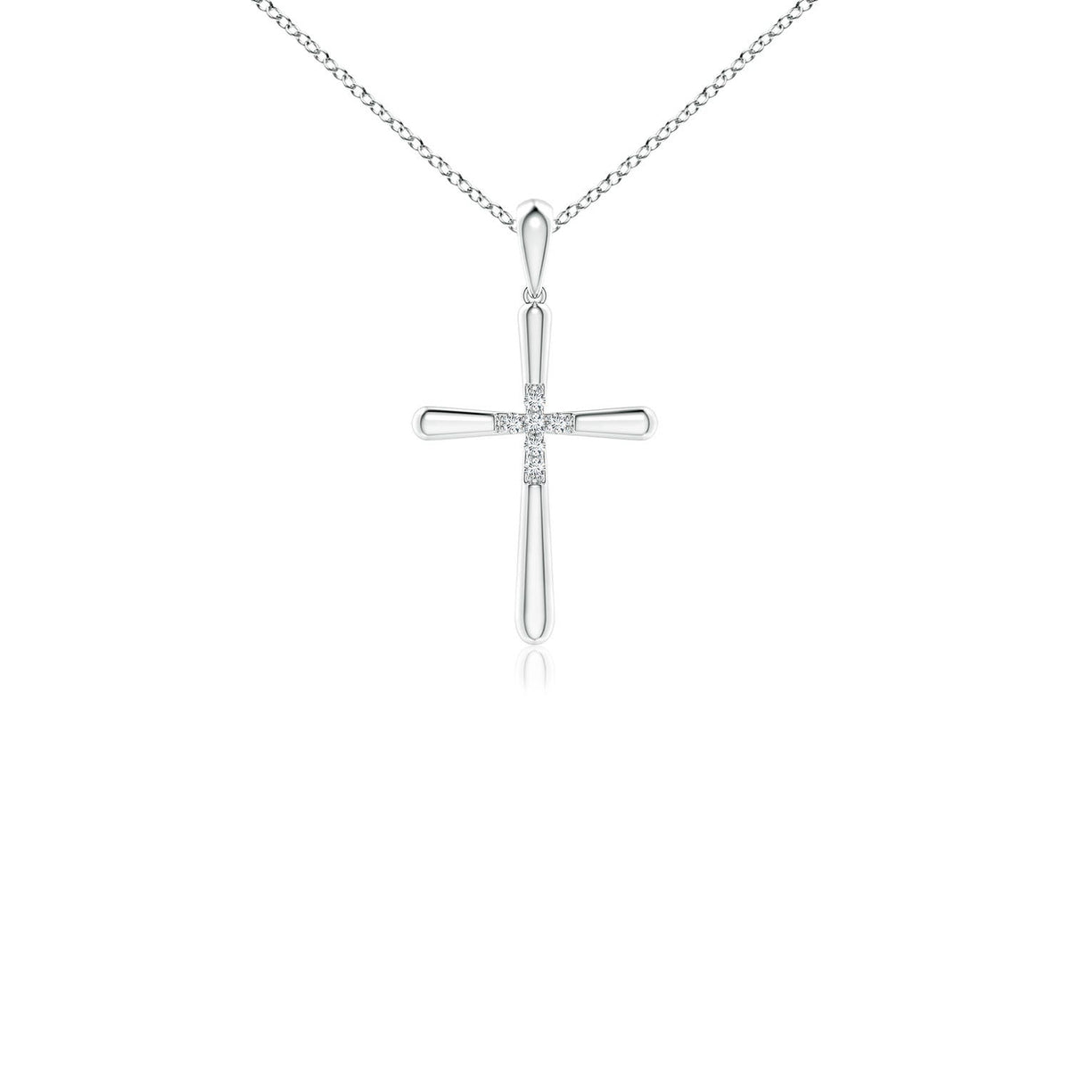 0.75 CTW Prong-Set Diamond Fluted Cross Pendant in 14K Yellow Gold