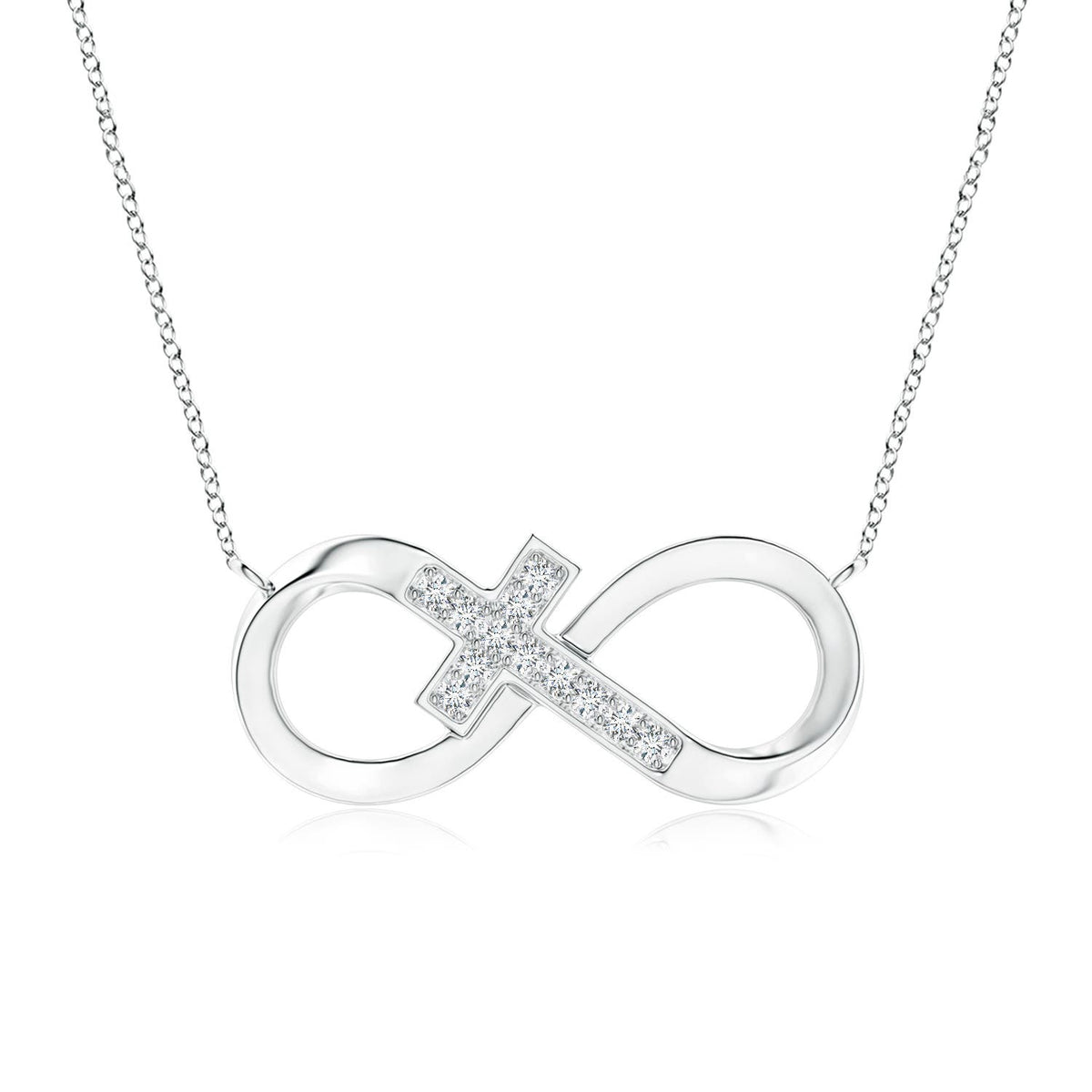 0.53 CTW Pave-Set Diamond Sideways Infinity Cross Pendant in 18K Yellow Gold