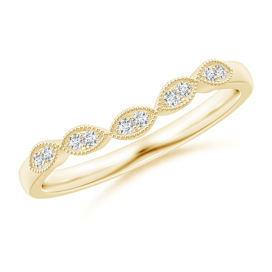 Aeon Vintage Inspired Diamond Marquise Wedding Ring with Milgrain