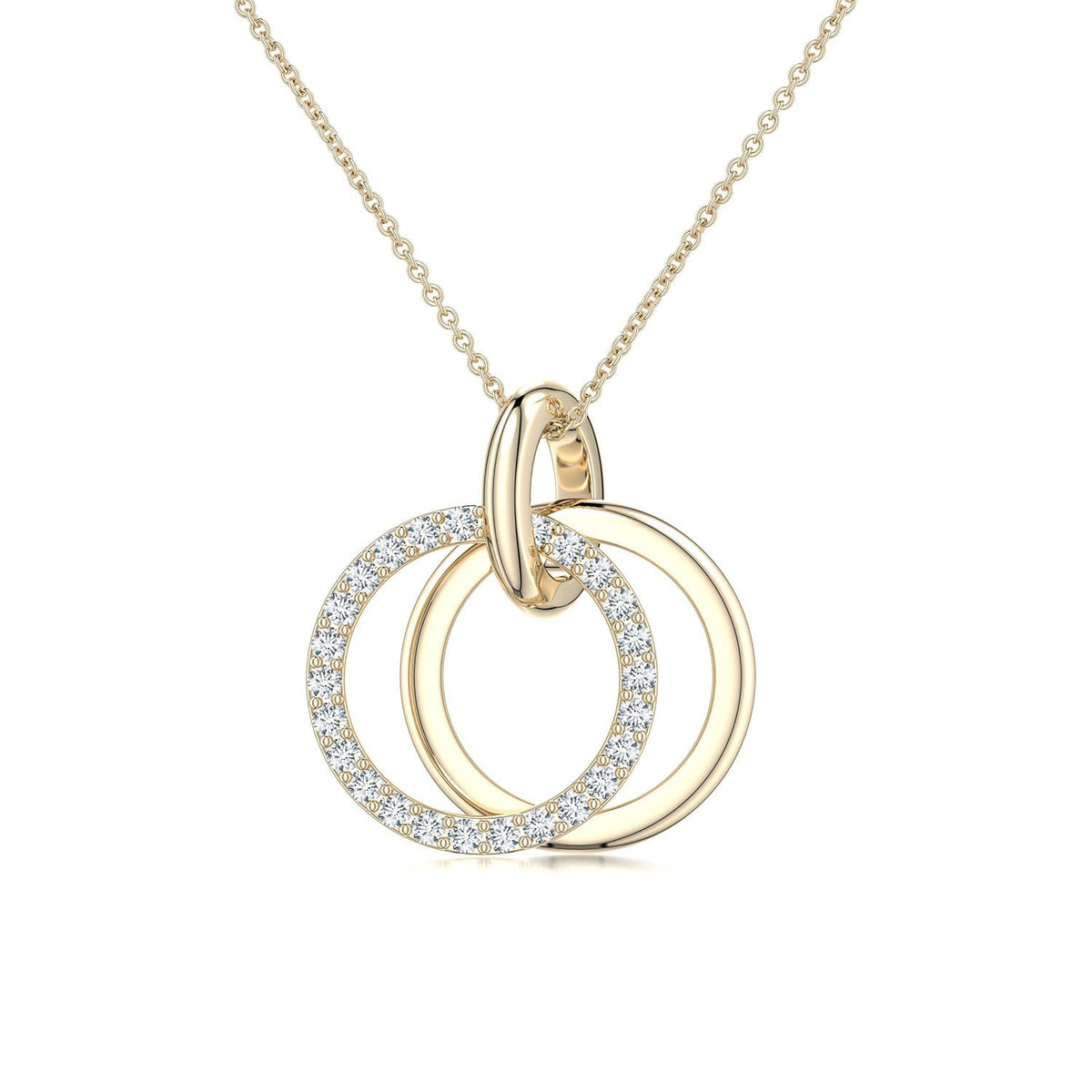 0.97 CTW Pave-Set Diamond Crescent Moon Pendant in 14K Yellow Gold