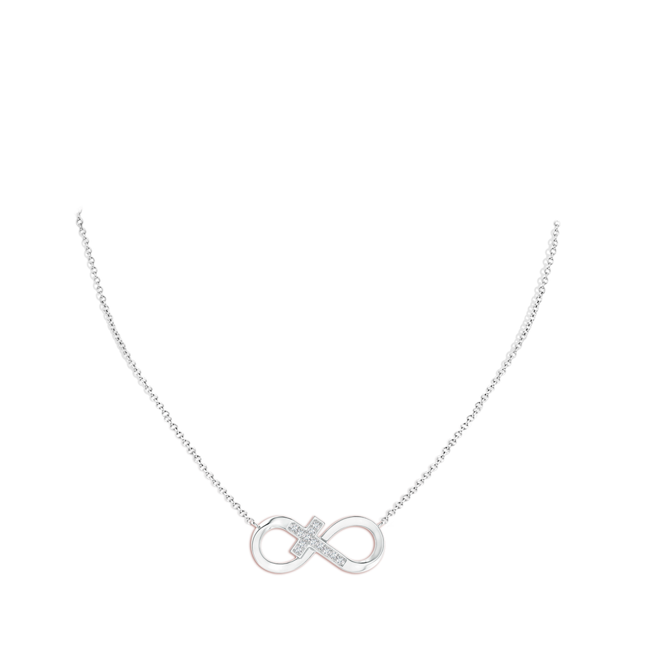 Pave-Set Diamond Sideways Infinity Cross Pendant