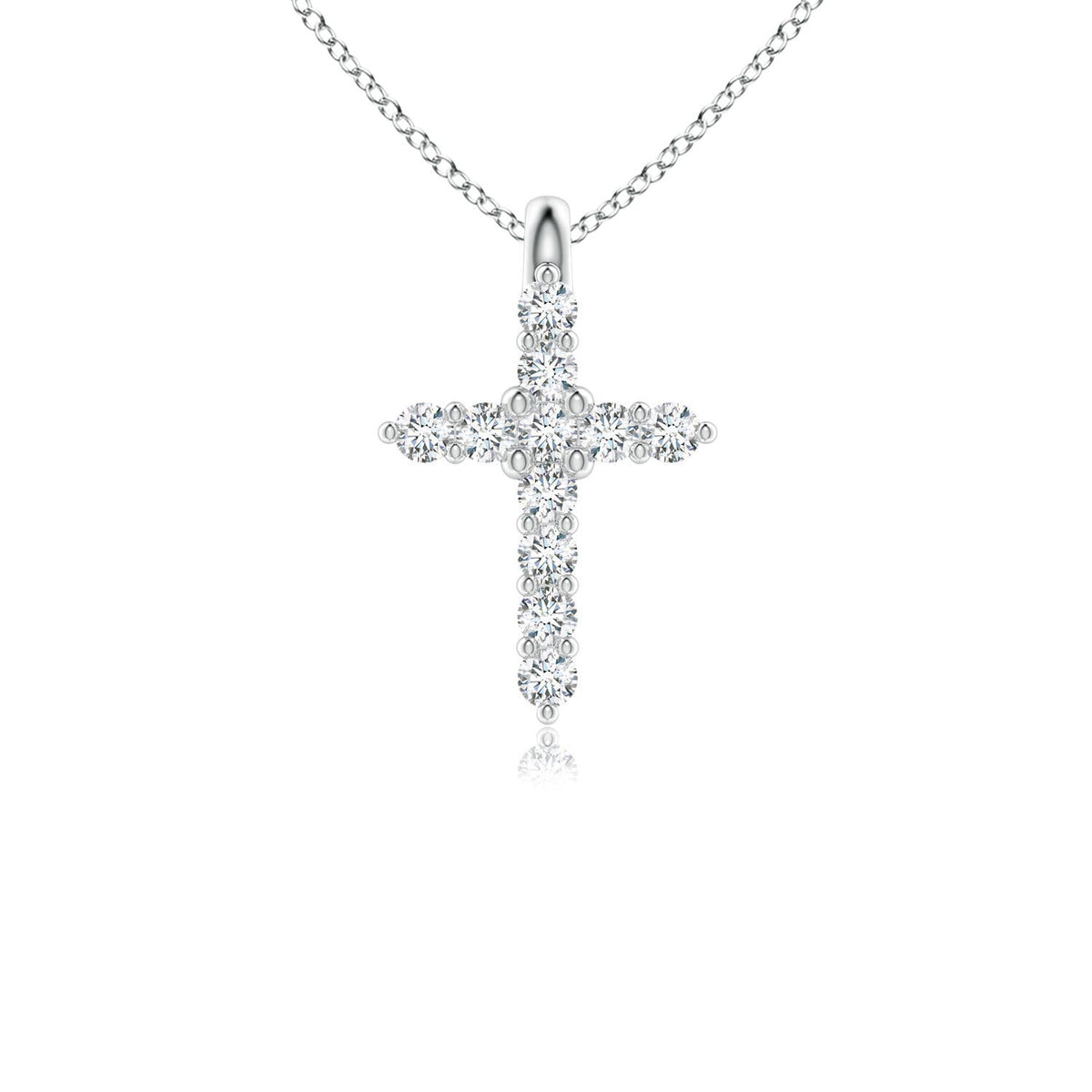 0.48 CTW Flat Prong-Set Blue Sapphire and Diamond Cross Pendant in 18K Yellow Gold