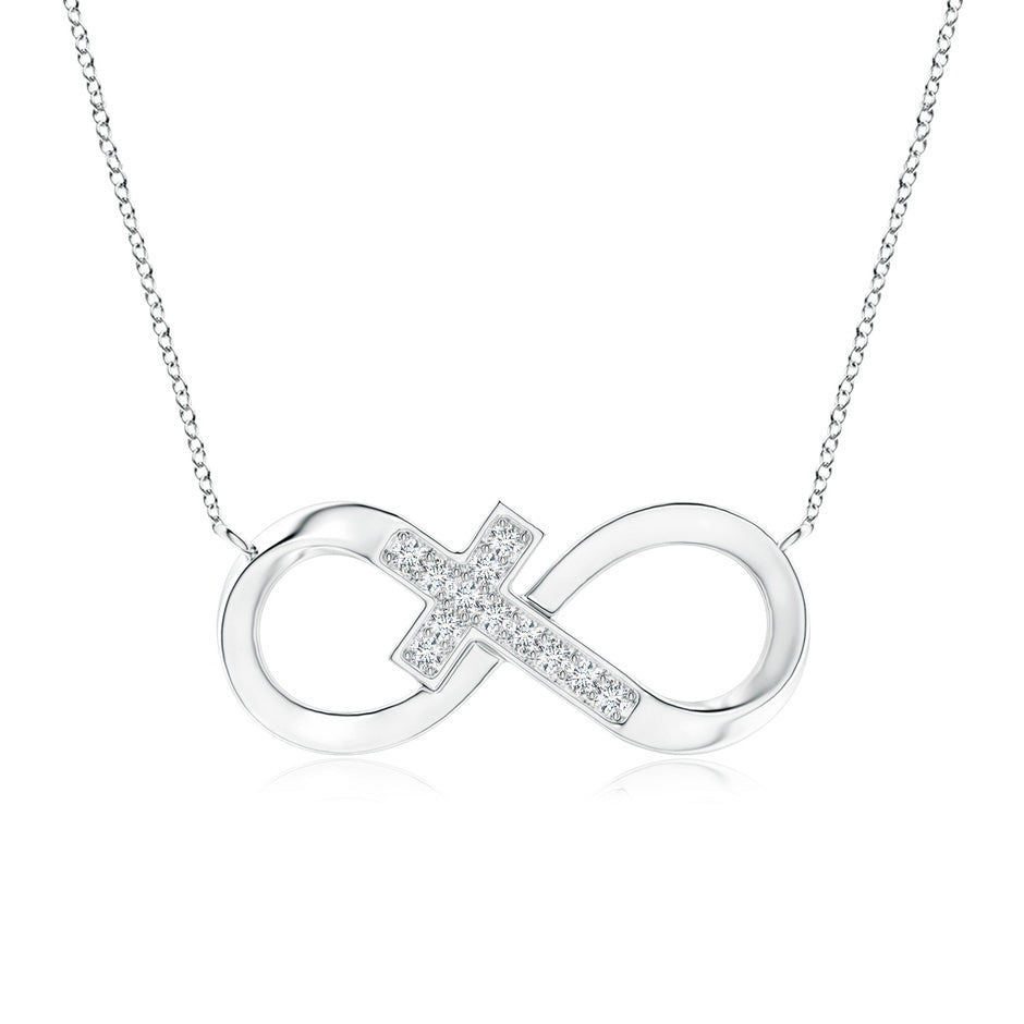 Pave-Set Diamond Sideways Infinity Cross Pendant