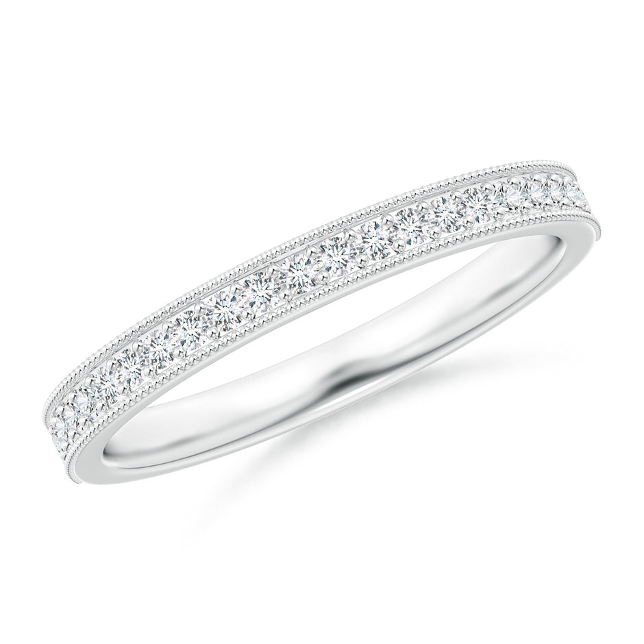 Aeon Vintage Style Pave-Set Diamond Wedding Ring with Milgrain