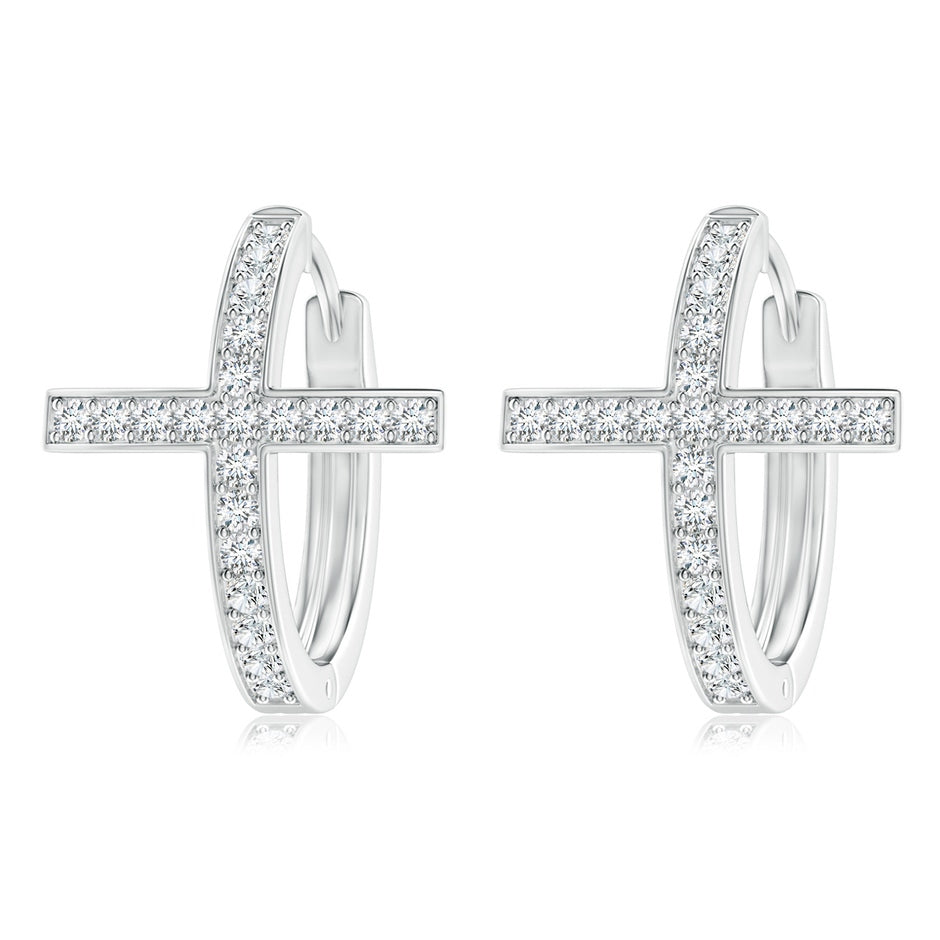 Lab-Grown Pave-Set Diamond Cross Hoop Earrings