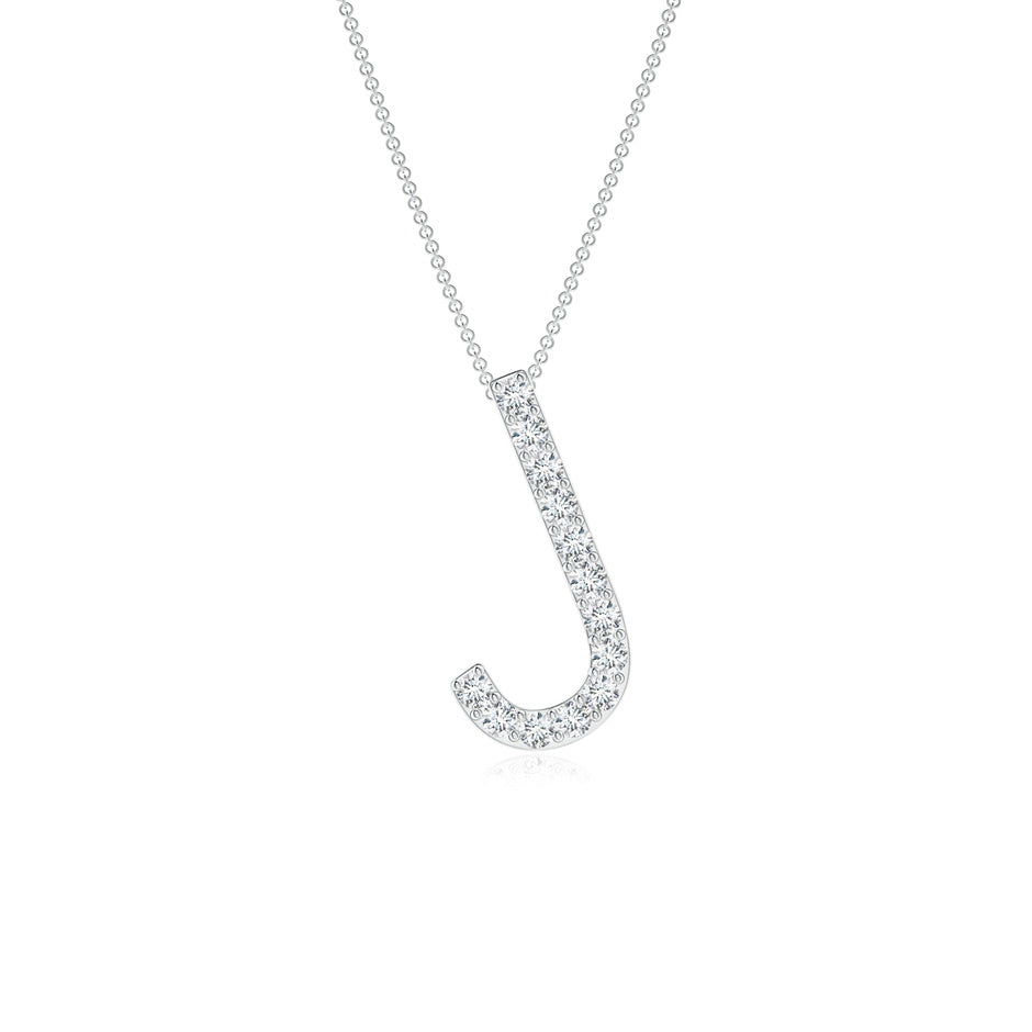 Prong-Set Diamond Capital 'J' Initial Pendant