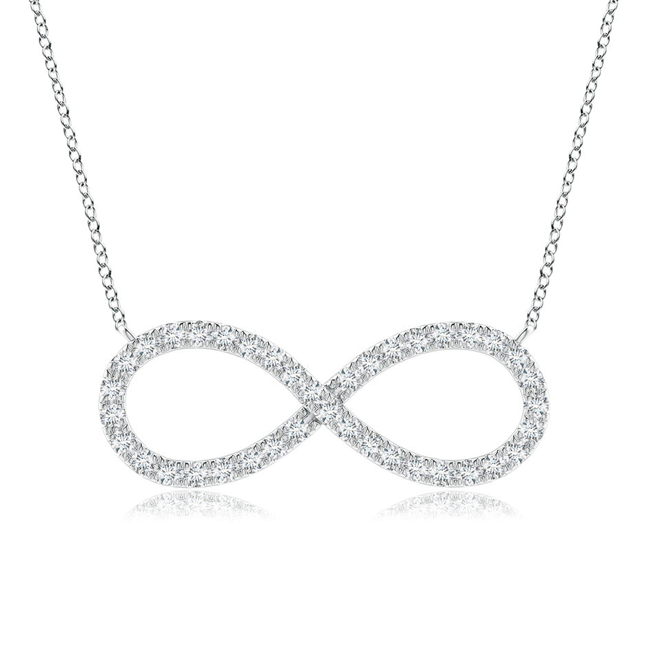 U-Pave Set Diamond Sideways Infinity Pendant Necklace