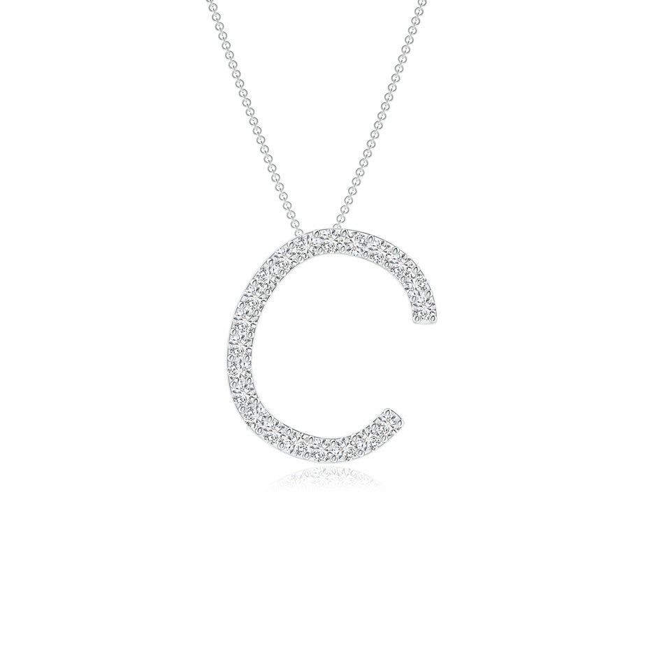 Prong-Set Diamond Capital 'C' Initial Pendant