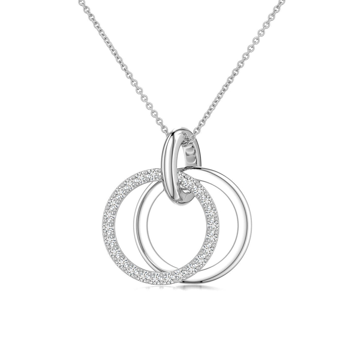 0.97 CTW Pave-Set Diamond Crescent Moon Pendant in 18K White Gold