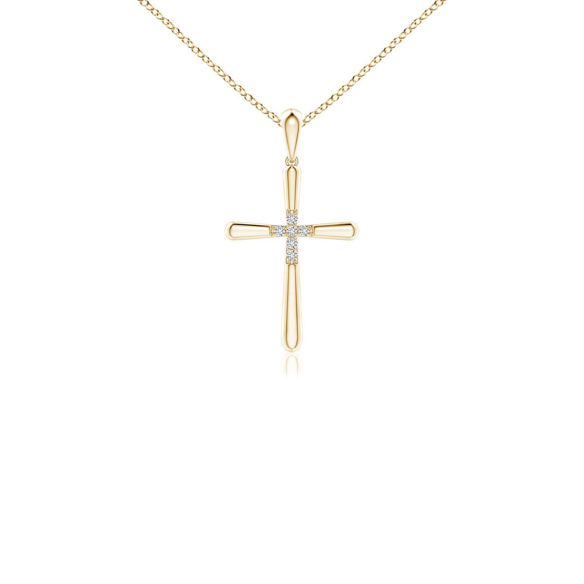 0.75 CTW Prong-Set Diamond Fluted Cross Pendant in 14K White Gold
