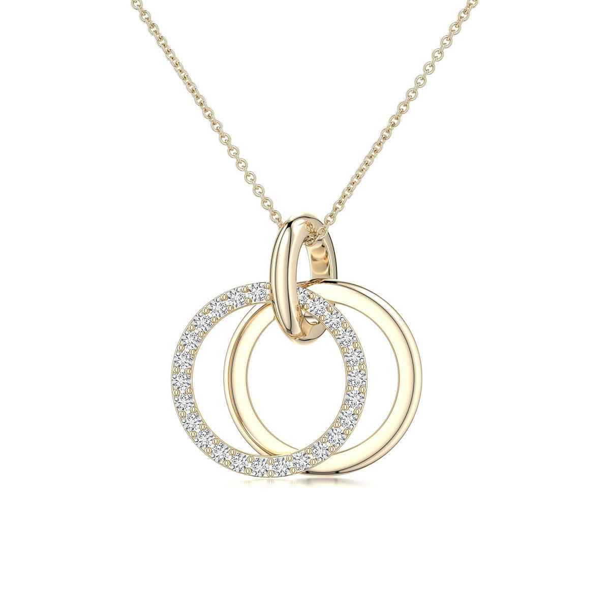 0.97 CTW Pave-Set Diamond Crescent Moon Pendant in 18K Yellow Gold