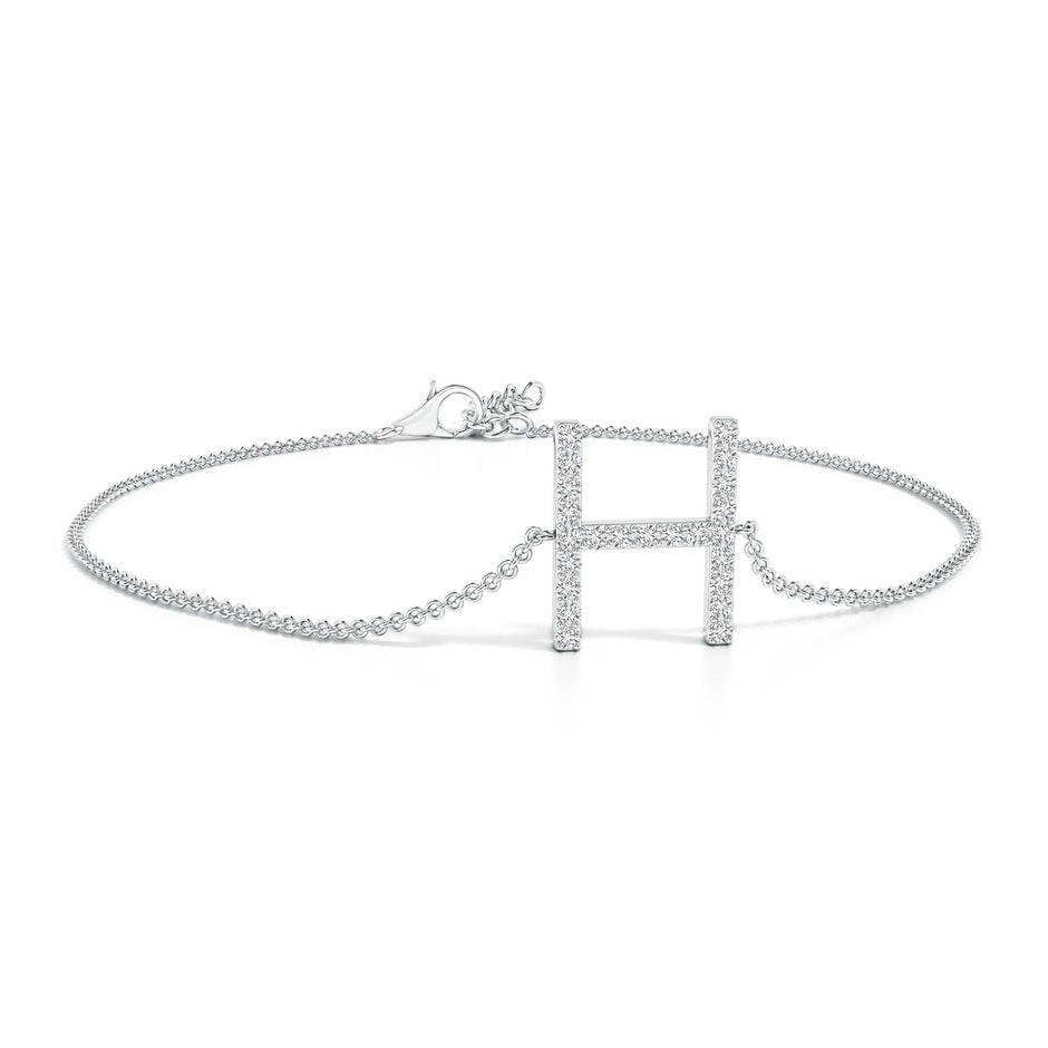 Prong-Set Diamond Capital 'H' Initial Bracelet