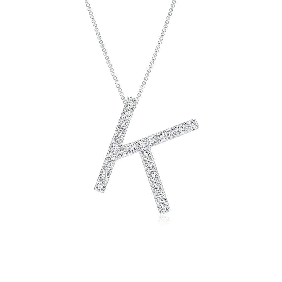 Prong-Set Diamond Capital 'K' Initial Pendant