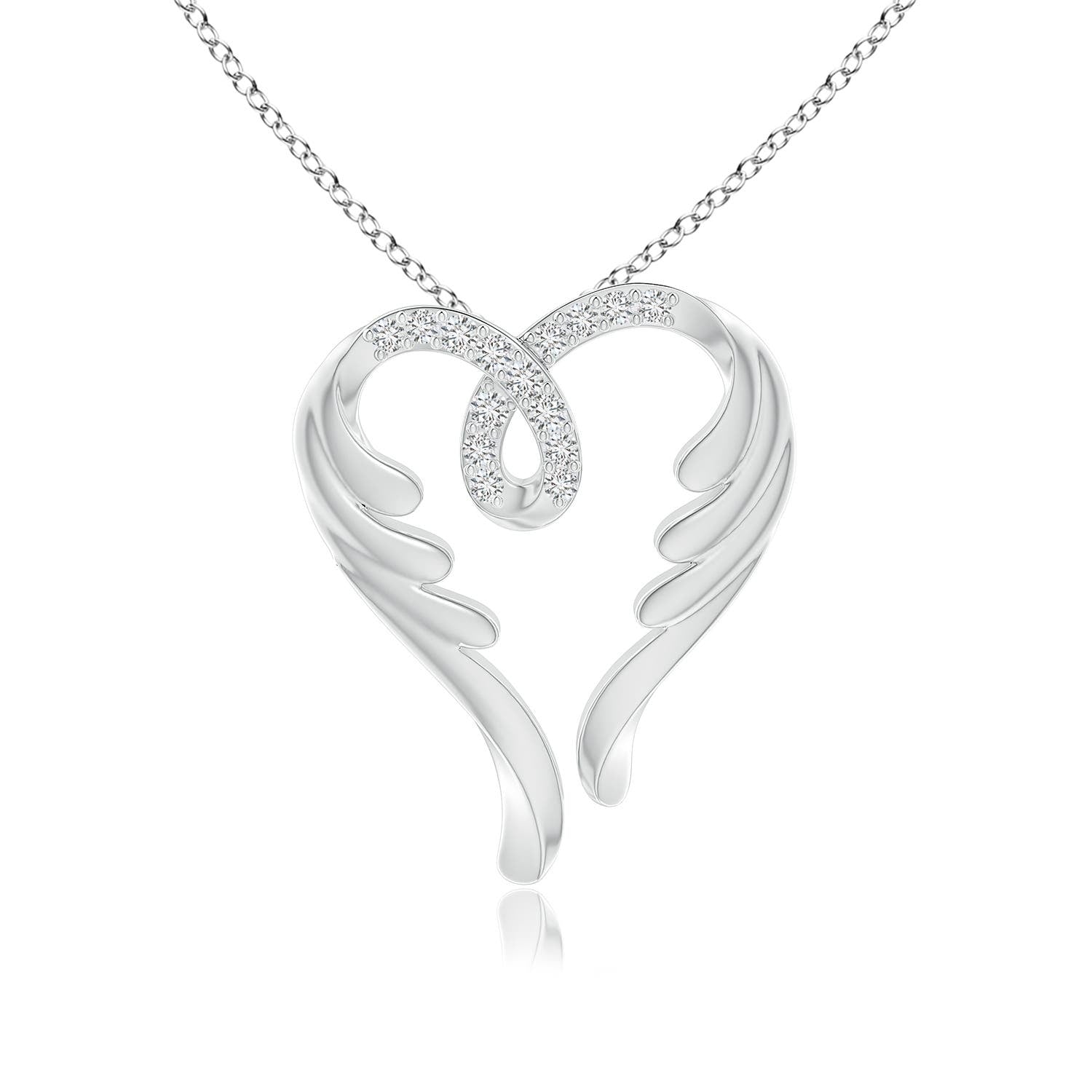 1 MM Diamond Angel Heart Pendant in 18K Yellow Gold