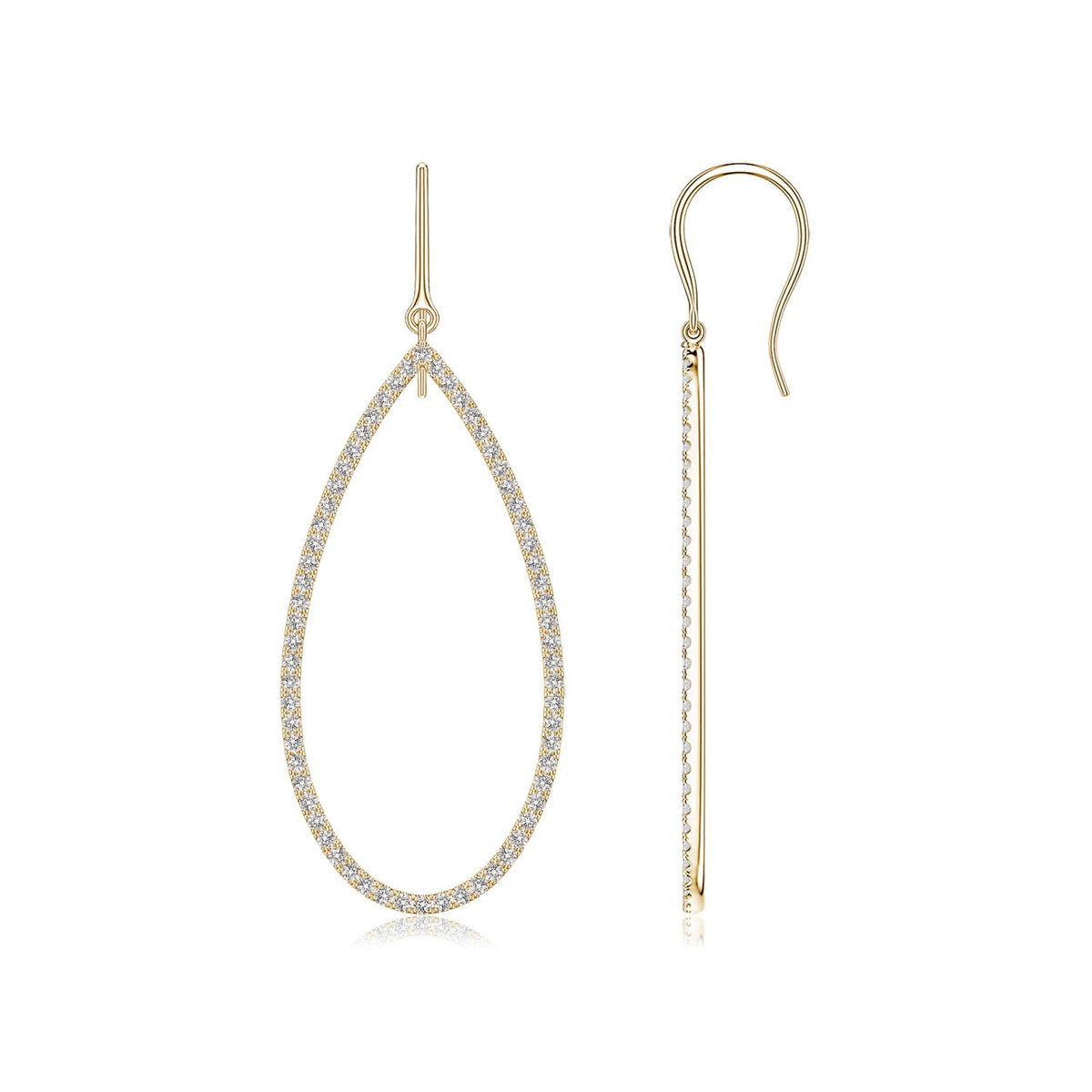 1.57 CTW Yard Chain Diamond Drop Earrings in 18K Yellow Gold
