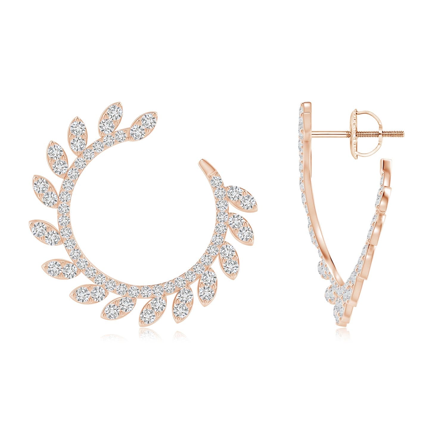 1.11 CTW Round Diamond Four Leaf Clover Stud Earrings in 18K Rose Gold