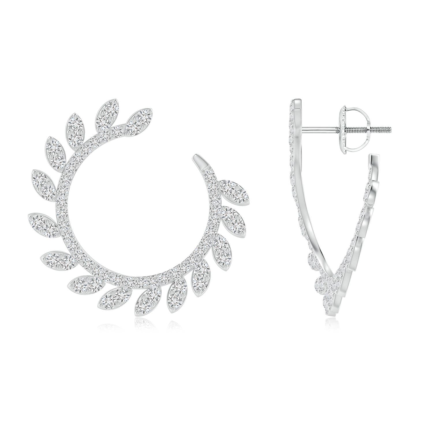1.11 CTW Round Diamond Four Leaf Clover Stud Earrings in 18K White Gold