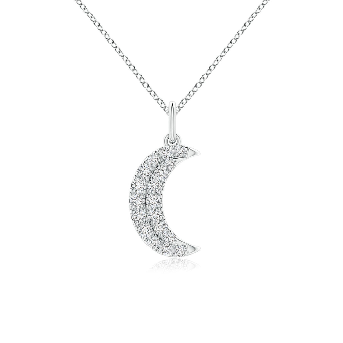 0.97 CTW Pave-Set Diamond Crescent Moon Pendant in 14K White Gold